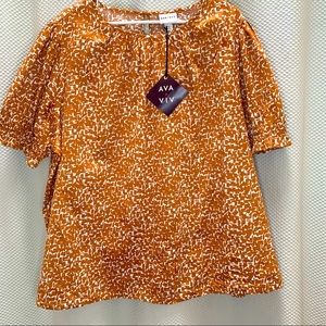 Ava & Vic Burnt Orange & white blouse 2x NWT